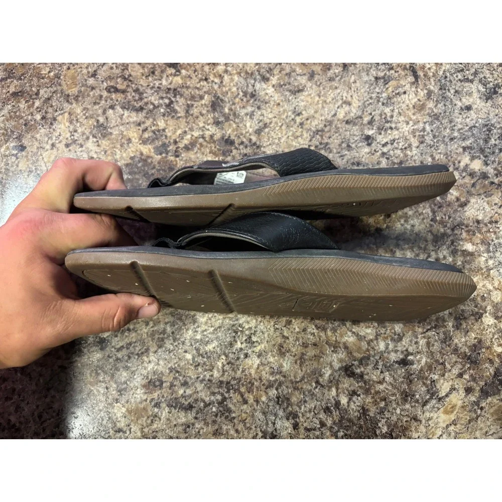 Reef Santa Ana Mens Flip Flop Sandals Black Brown Size 9 Thong Comfort Beach